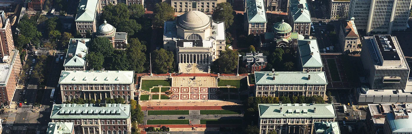 An aerial view of Columbia's Morningside campus.